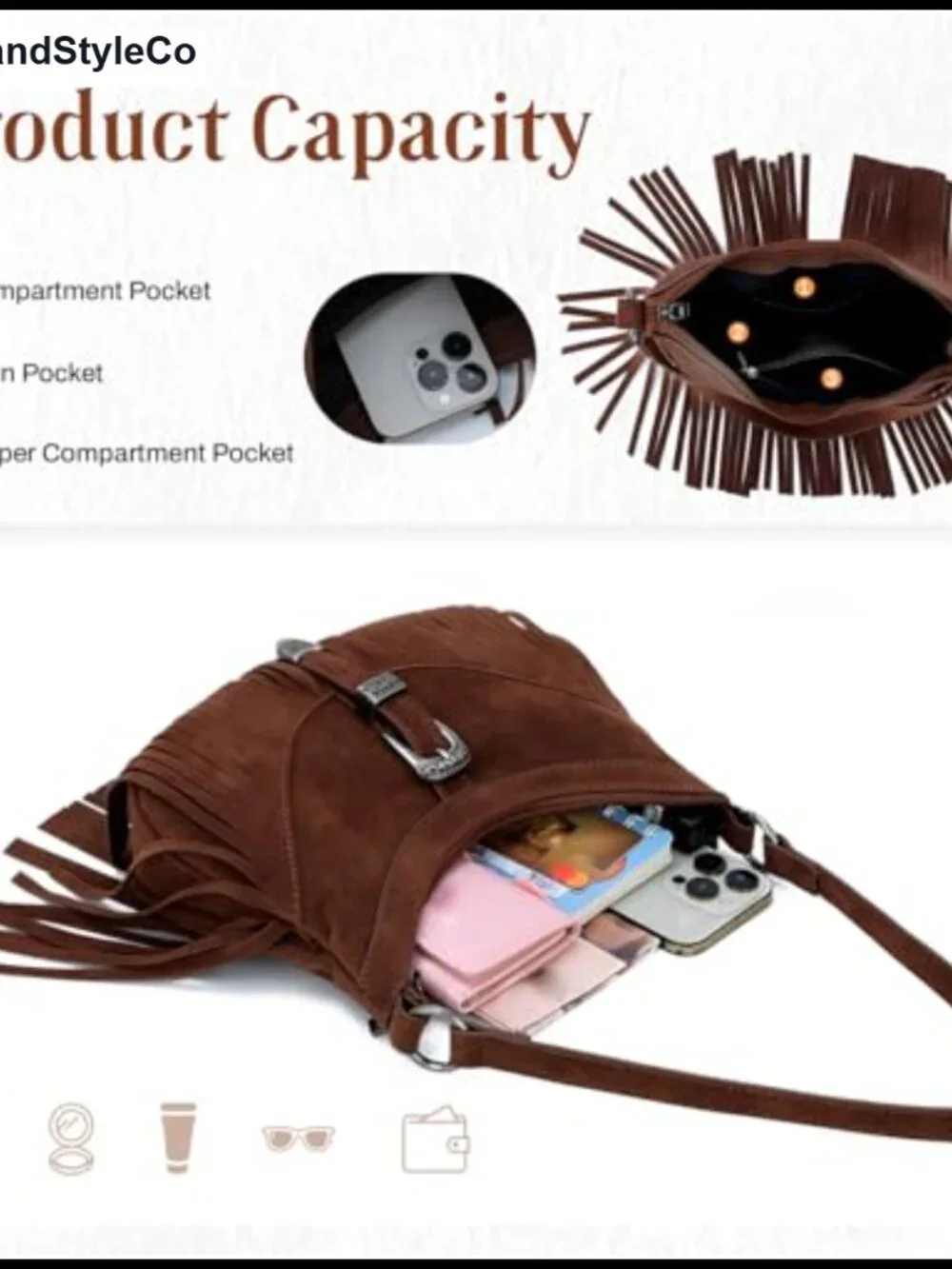 Western Fringe Hobo Purse for Women Tassel Crossbody Bag Faux Leather Shoulder